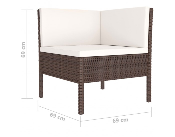Sonata Градински комплект с възглавници, 4 части, кафяв полиратан