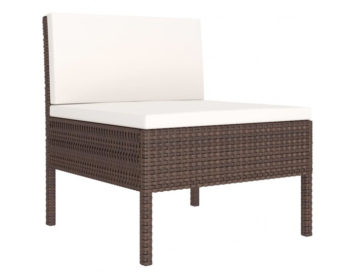 Sonata Градински комплект с възглавници, 10 части, кафяв полиратан