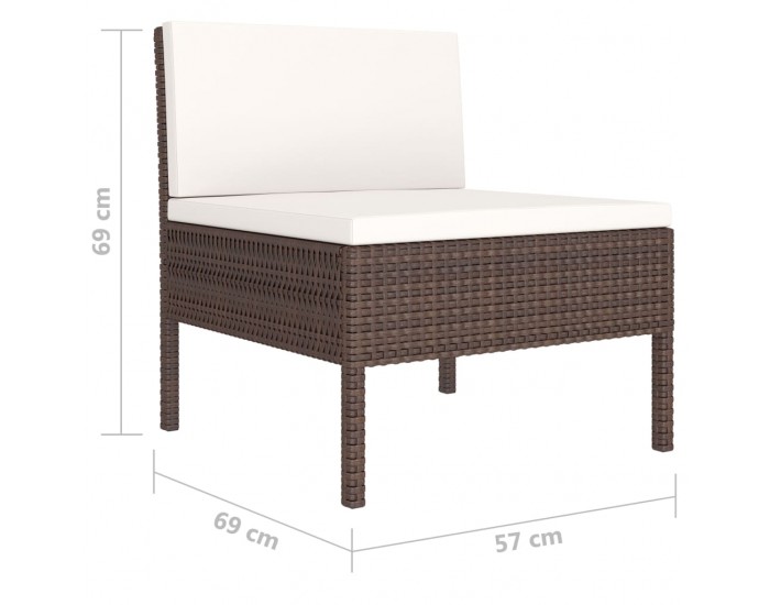 Sonata Градински комплект с възглавници, 10 части, кафяв полиратан