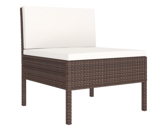 Sonata Градински комплект с възглавници, 10 части, кафяв полиратан