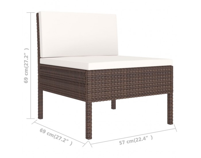 Sonata Градински комплект с възглавници, 10 части, кафяв полиратан