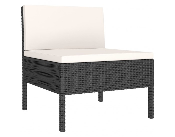 Sonata Градински лаундж комплект с възглавници 6 части черен полиратан