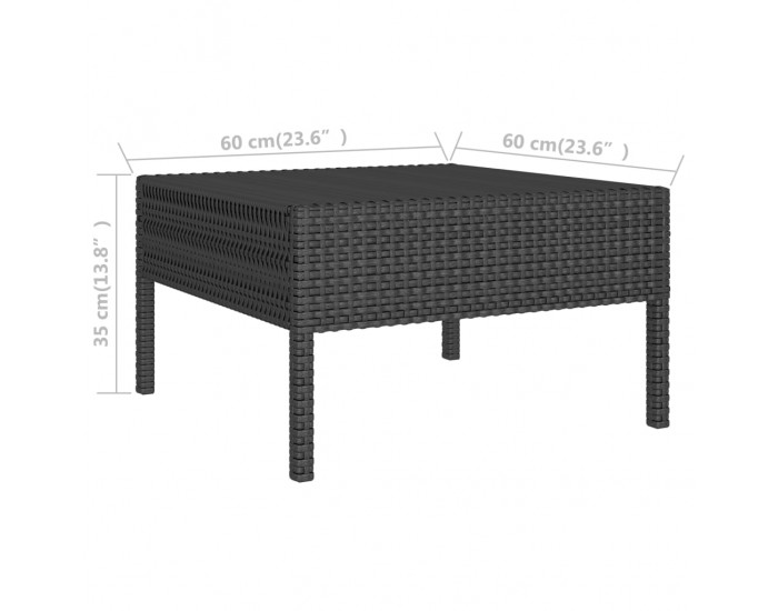 Sonata Градински лаундж комплект с възглавници 6 части черен полиратан