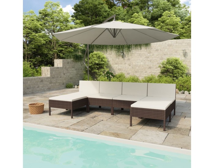 Sonata Градински комплект с възглавници, 6 части, кафяв полиратан Sonata Градински комплект с възглавници, 6 части, кафяв полиратан