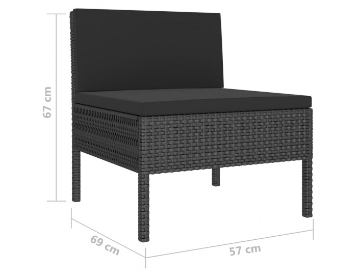 Sonata Градински комплект с възглавници, 6 части, полиратан, черен Sonata Градински комплект с възглавници, 6 части, полиратан, черен