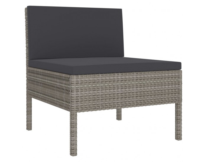 Sonata Градински комплект с възглавници, 6 части, полиратан, сив