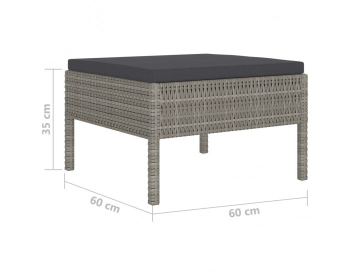 Sonata Градински комплект с възглавници, 6 части, полиратан, сив