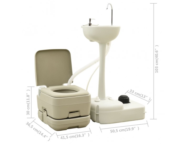 Sonata Преносима къмпинг тоалетна 10+10 л с мивка за ръце 20 л сива