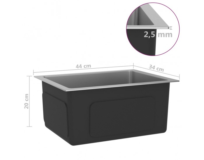 Sonata Ръчно изработена кухненска мивка с цедка, неръждаема стомана