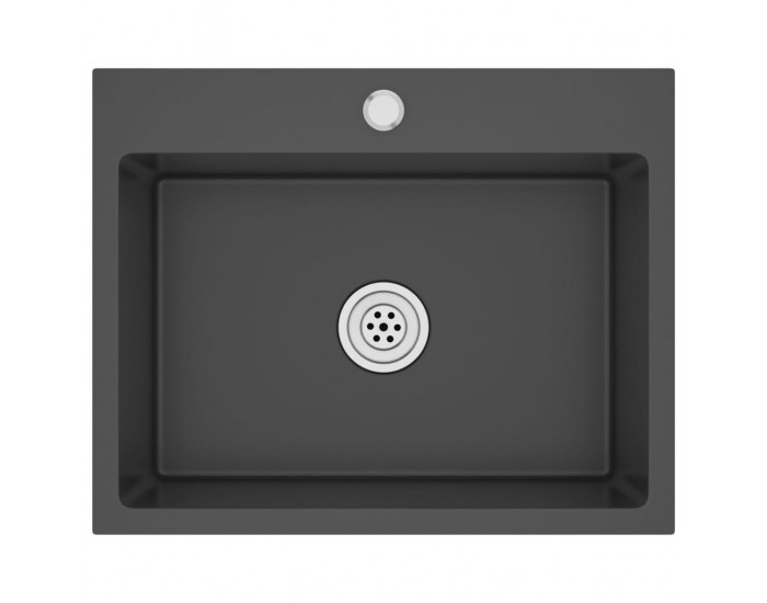 Sonata Ръчно изработена кухненска мивка отвор за смесител черна инокс