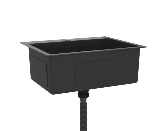 Sonata Ръчно изработена кухненска мивка отвор за смесител черна инокс