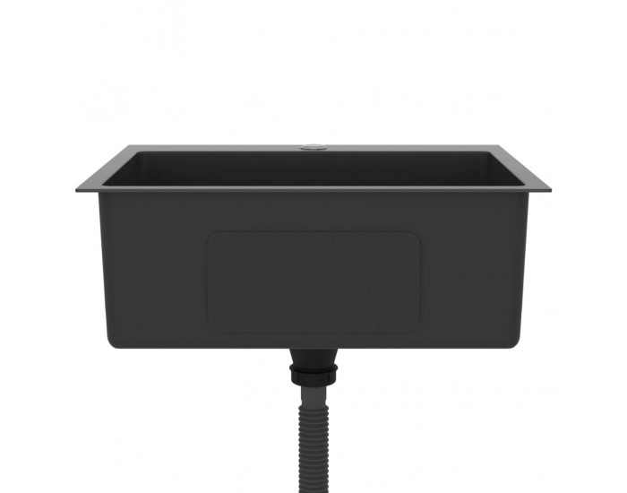 Sonata Ръчно изработена кухненска мивка отвор за смесител черна инокс