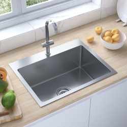 Sonata Ръчно изработена кухненска мивка с отвор за смесител, инокс - Мивки