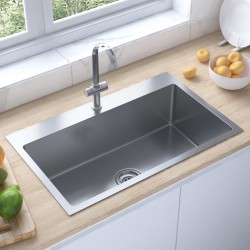 Sonata Ръчно изработена кухненска мивка с отвор за смесител инокс - Мивки