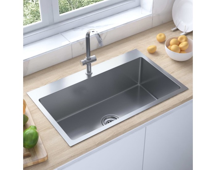 Sonata Ръчно изработена кухненска мивка с отвор за смесител инокс
