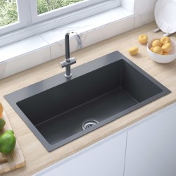 Sonata Ръчно изработена кухненска мивка отвор за смесител черна инокс - Мивки
