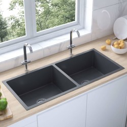 Sonata Ръчно изработена кухненска мивка с цедка, черна, инокс - Мивки