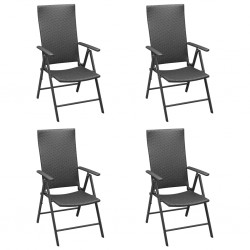 Sonata Градински столове, 4 бр, полиратан, черни - Градински столове