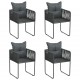 Sonata Външни столове с възглавнички, 4 бр, полиратан, черни