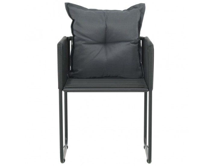 Sonata Външни столове с възглавнички, 4 бр, полиратан, черни