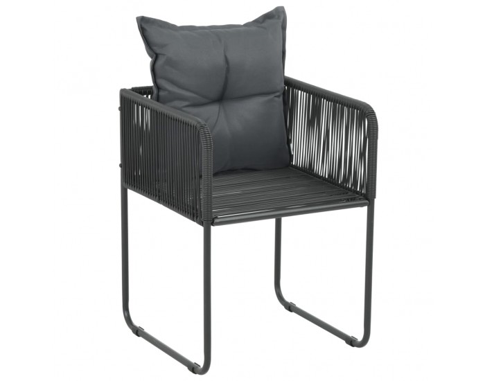 Sonata Външни столове с възглавнички, 6 бр, полиратан, черни