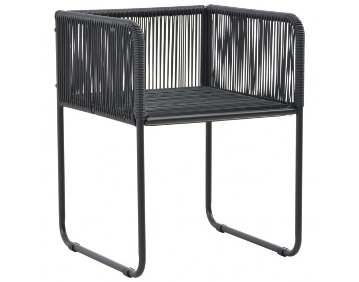 Sonata Външни столове с възглавнички, 6 бр, полиратан, черни