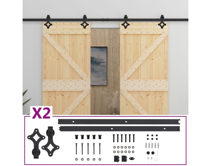 Sonata Плъзгаща врата с монтажни части, 90x210 см, борово дърво масив Sonata Плъзгаща врата с монтажни части, 90x210 см, борово дърво масив