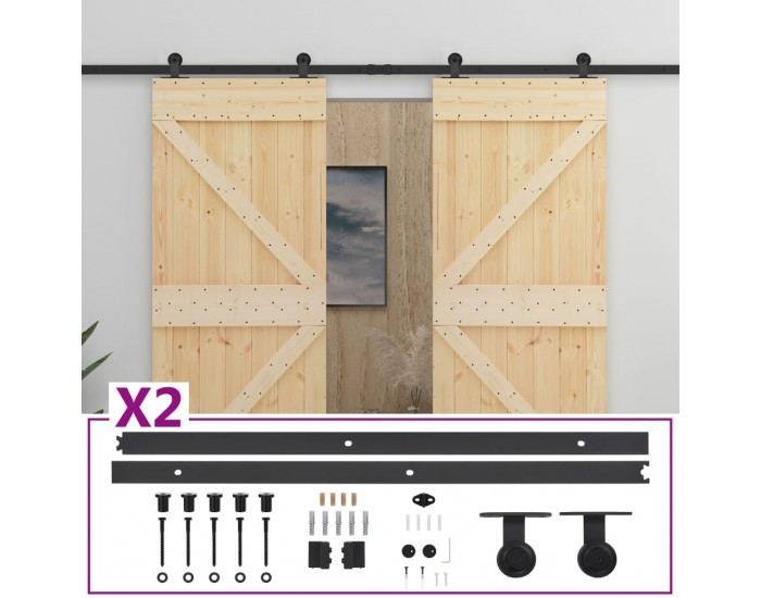 Sonata Плъзгаща врата с монтажни части, 90x210 см, борово дърво масив Sonata Плъзгаща врата с монтажни части, 90x210 см, борово дърво масив