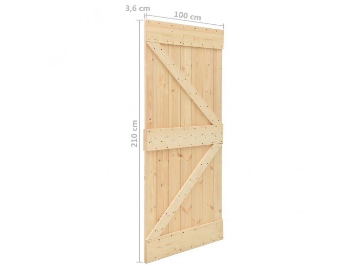 Sonata Плъзгаща врата с монтажни части, 100x210 см, борово дърво масив