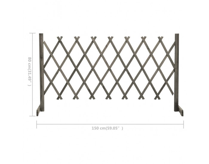 Sonata Градинска оградна решетка, сива, 150x80 см, чам масив