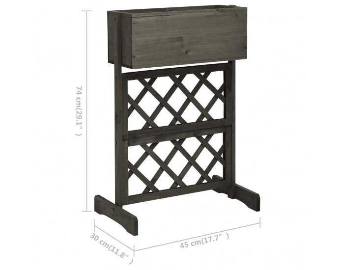 Sonata Градински плантер с решетка, сив, 45x30x74 см, чам масив