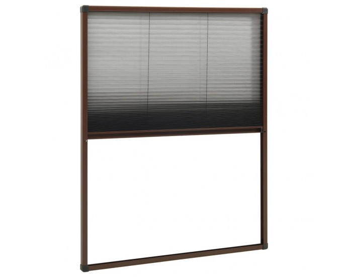 Sonata Алуминиев плисе комарник за прозорци, кафяв, 80x100 см