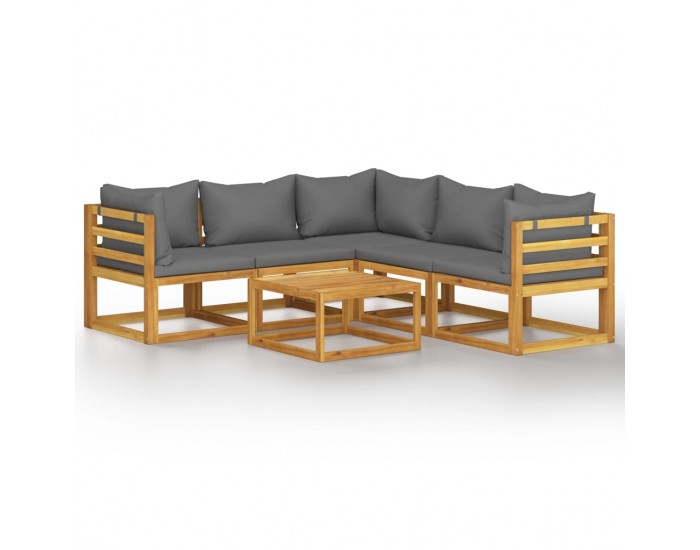 Sonata Градински лаундж комплект с възглавници, 6 части, акация масив Sonata Градински лаундж комплект с възглавници, 6 части, акация масив