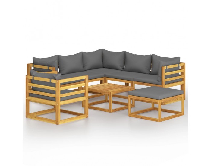 Sonata Градински лаундж комплект с възглавници, 8 части, акация масив