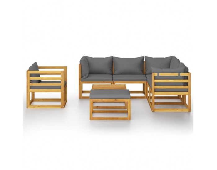 Sonata Градински лаундж комплект с възглавници, 8 части, акация масив