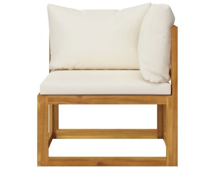 Sonata Градински комплект с кремави възглавници, 5 части, акация масив