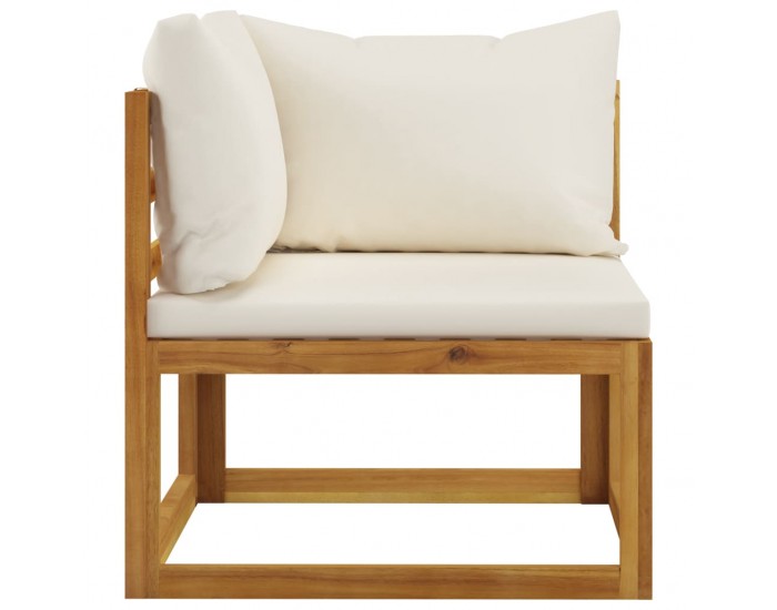 Sonata Градински комплект с кремави възглавници, 5 части, акация масив