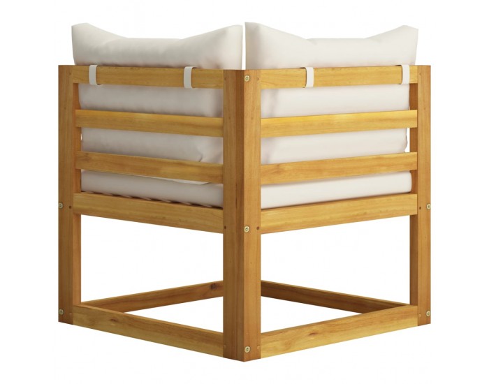 Sonata Градински комплект с кремави възглавници, 5 части, акация масив