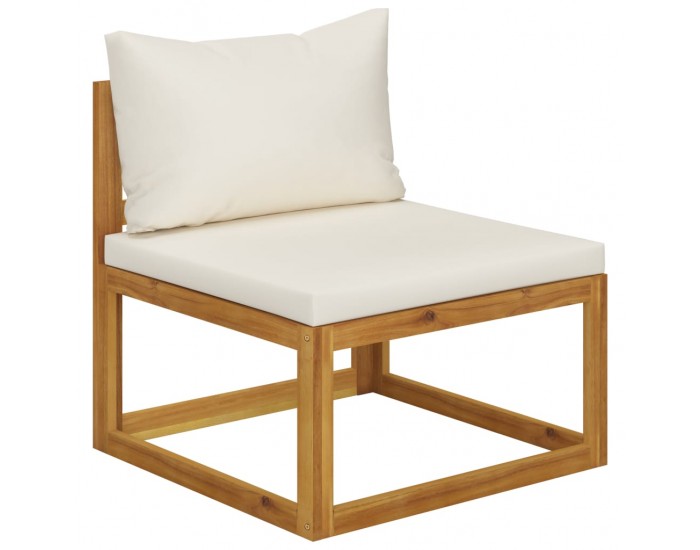 Sonata Градински комплект с кремави възглавници, 5 части, акация масив