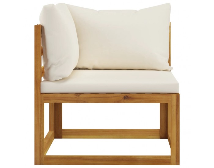 Sonata Градински комплект с кремави възглавници, 6 части, акация масив