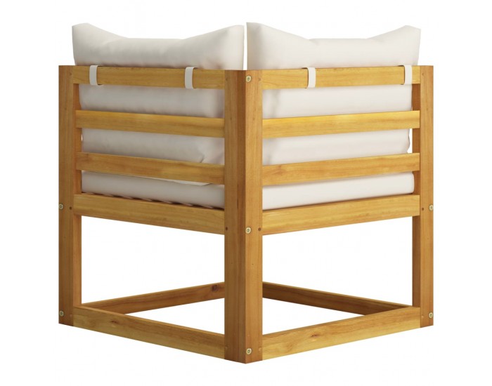 Sonata Градински комплект с кремави възглавници, 6 части, акация масив