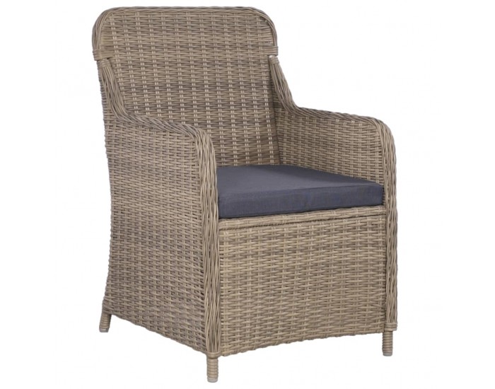 Sonata Градински трапезен комплект възглавници 7 части полиратан кафяв