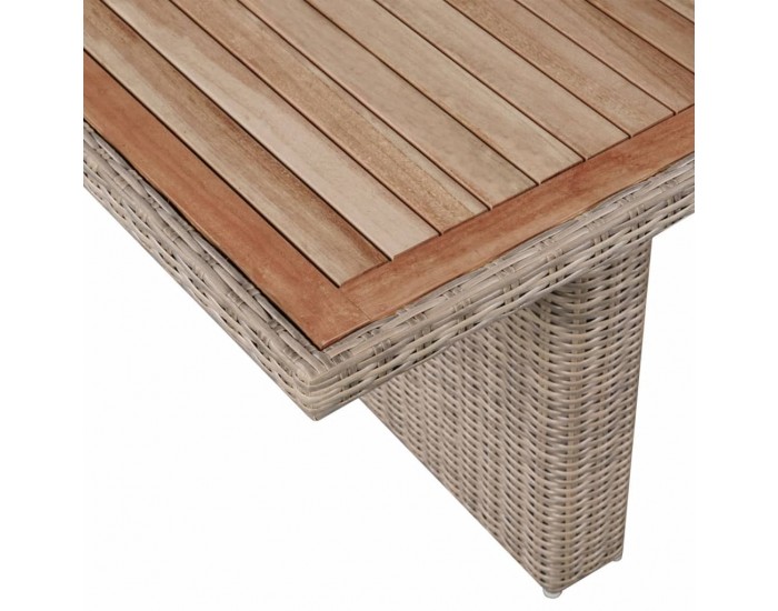 Sonata Градински трапезен комплект възглавници 7 части полиратан кафяв