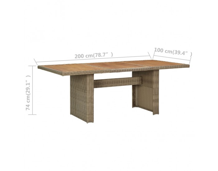 Sonata Градински трапезен комплект възглавници 7 части полиратан кафяв