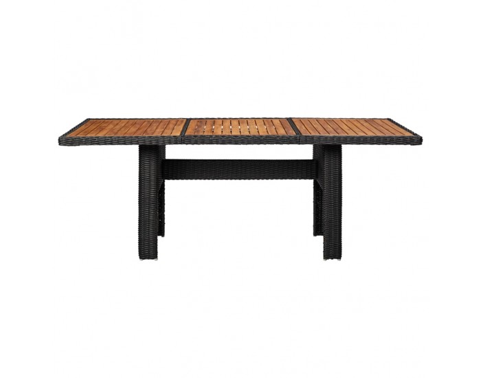 Sonata Градински трапезен комплект, 11 части, полиратан, черен