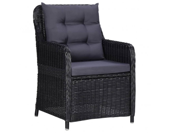 Sonata Градински трапезен комплект, 11 части, полиратан, черен