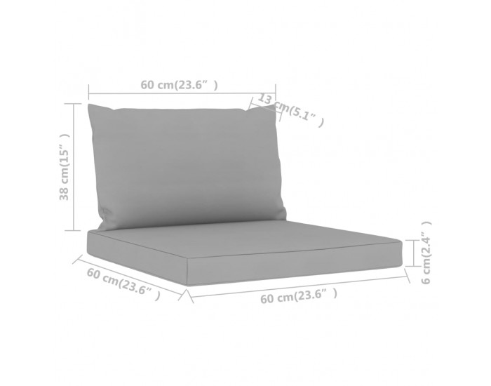 Sonata Палетни възглавници за диван, 2 бр, сиви, текстил