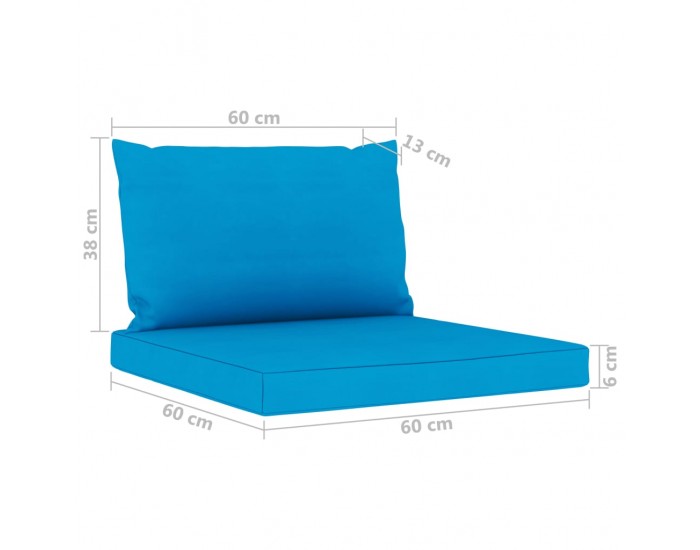 Sonata Палетни възглавници за диван, 2 бр, светлосини, текстил