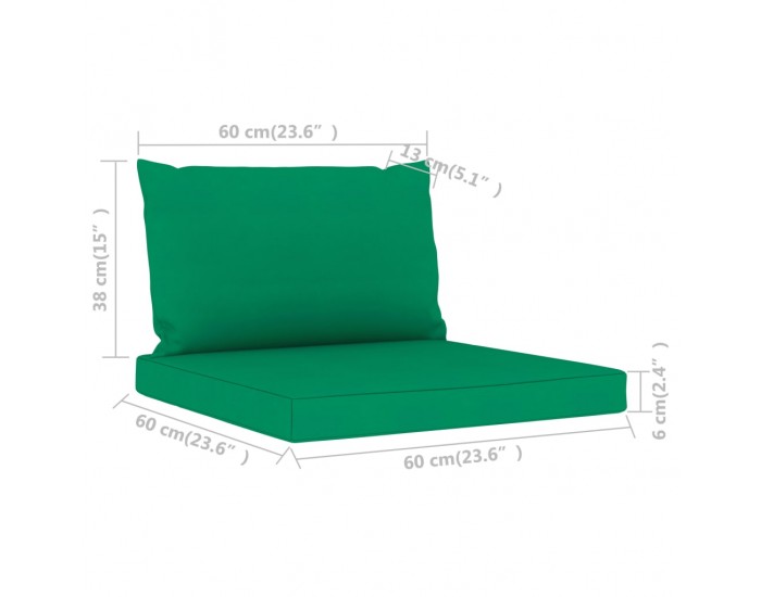 Sonata Палетни възглавници за диван, 2 бр, зелени, текстил