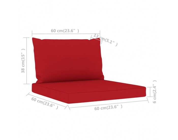 Sonata Палетни възглавници за диван, 2 бр, червени, текстил